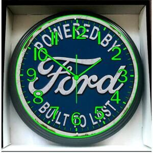 Powdered By Ford Built To Last Glow In The Dark Wall Clock New!